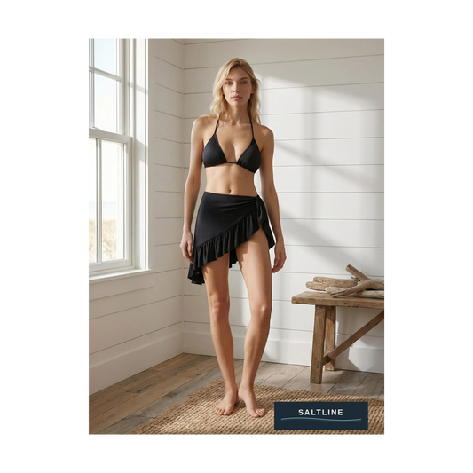 The Shoreline Black Bikini — Water Shot