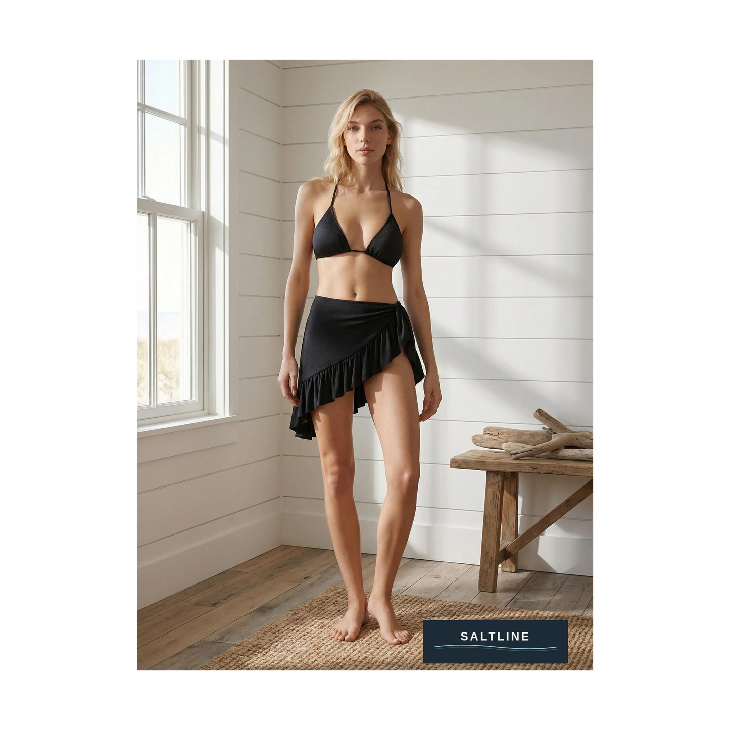 The Shoreline Black Bikini — Water Shot