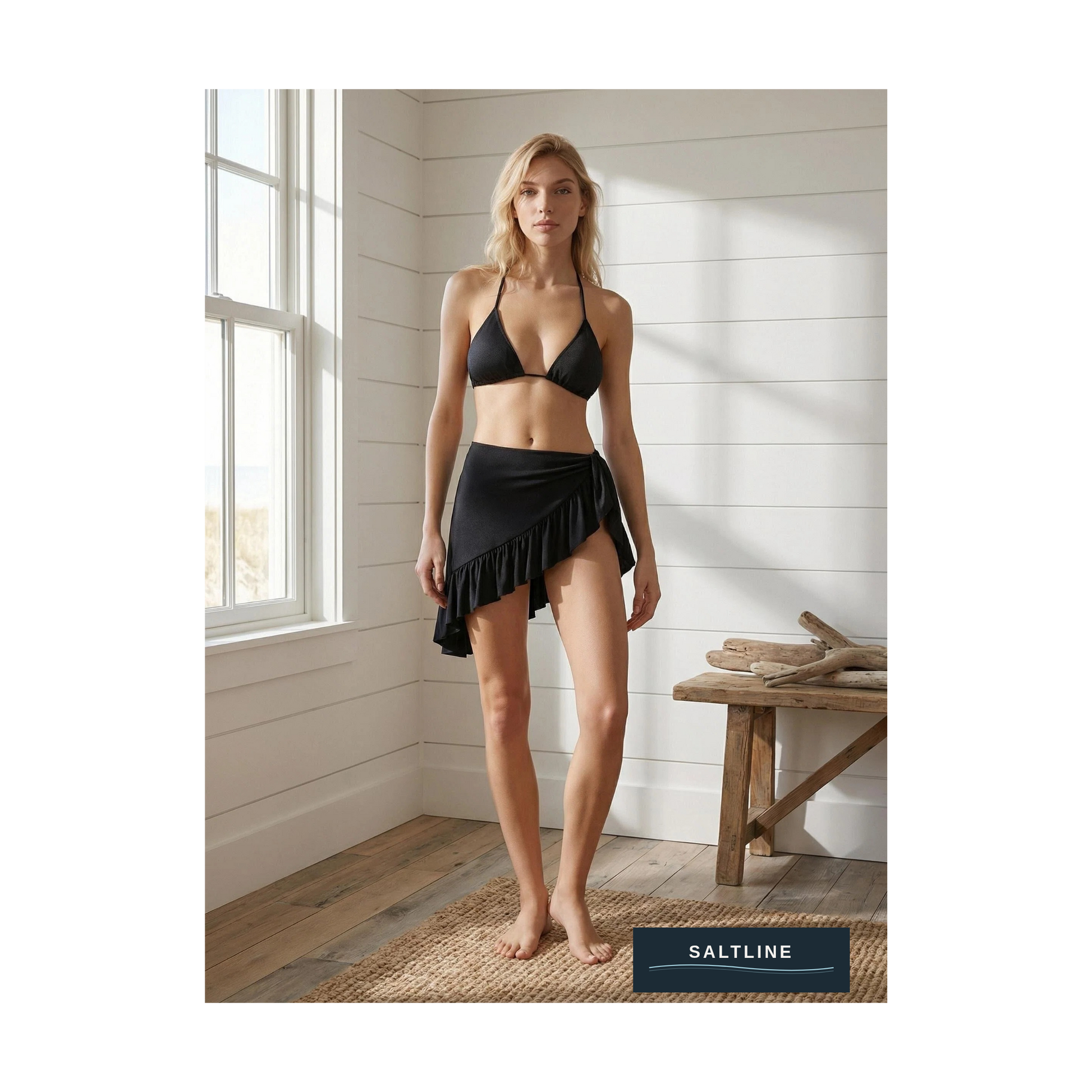 The Shoreline Black Bikini — Water Shot
