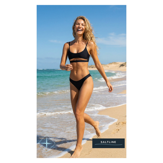 The Malibou Black Bikini — Cut-Out Bralette Detail