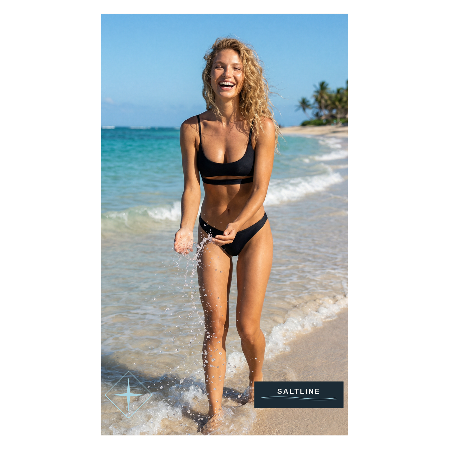 The Malibou Black Bikini Set — Beach Shot
