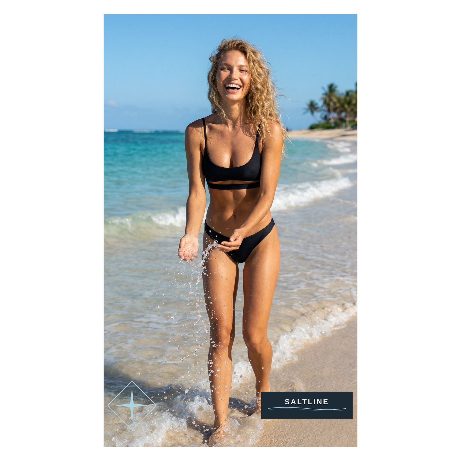The Malibou Black Bikini Set — Beach Shot