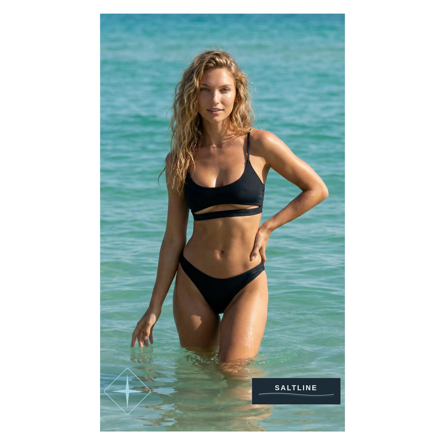 The Malibou Black Bikini — Water Shot
