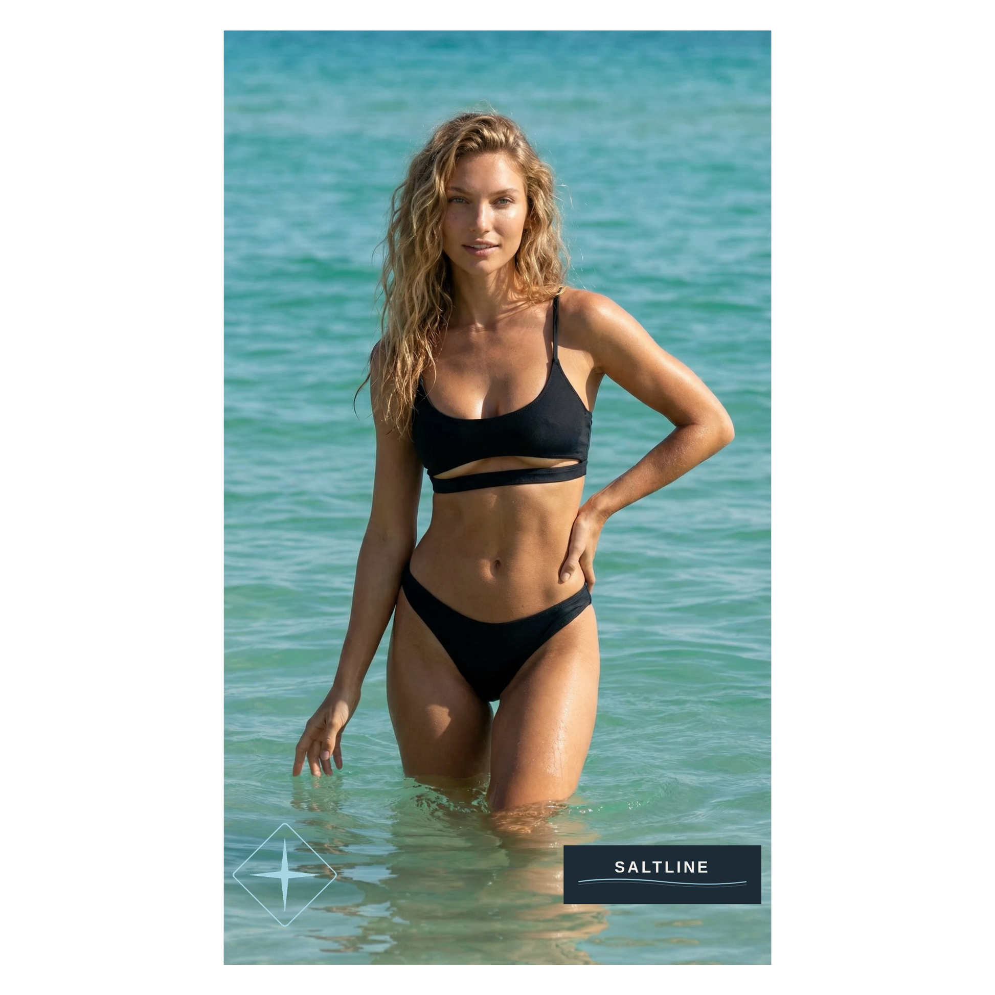 The Malibou Black Bikini — Water Shot