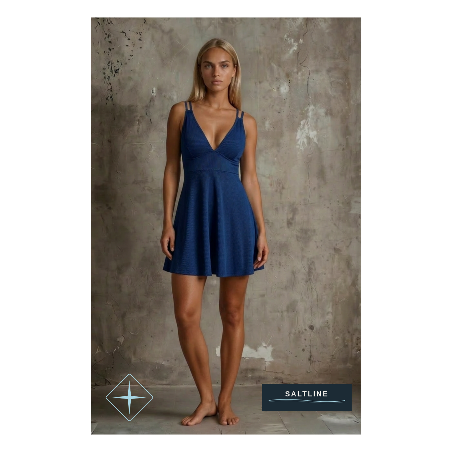 The Coastal Swim Dress Black — Detail Shot