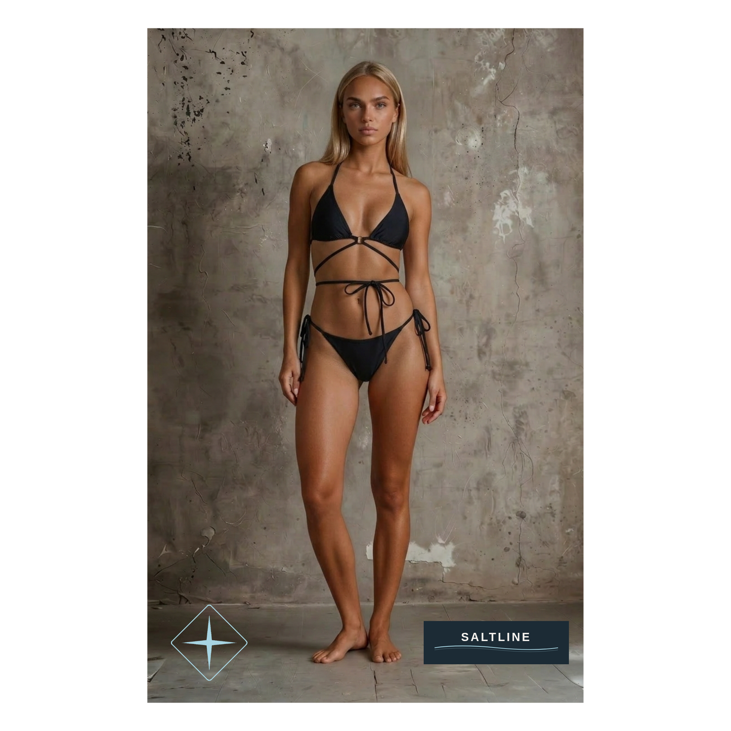 The Sunkiss Set Black Bikini — Tie-Side Detail