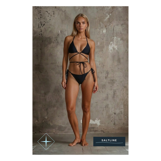 The Sunkiss Set Black Bikini — Tie-Side Detail